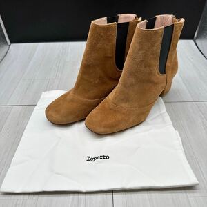 【repetto】レペット 23 ブーツ ヒール サイドゴア スエード