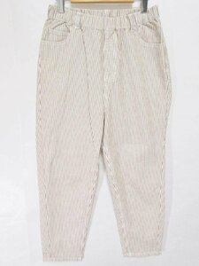 [Включена доставка] Samansa Mos2 Samanthasamosmosmos Pants White x коричневая полосатая хлопчатобумажная конопля его/резина с резиной (бесплатно) натуральный/953784