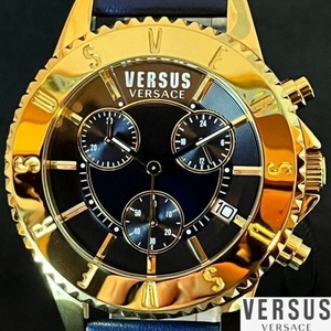 【激レア】Versus Versace/ベルサス ベルサーチ/メンズ腕時計/男性用/プレゼントに/ヴェルサス ヴェルサーチ/ゴールド.ブルー色/希少/高級