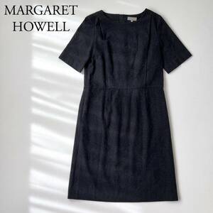 MARGARET HOWELL マーガレットハウエル フレアワンピース 膝丈　膝下丈　ウール100% 半袖　5部袖 日本製 トップス レディース