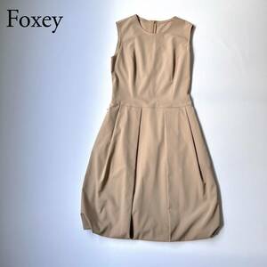 FOXEY NEW YORK フォクシーニューヨーク ドレス　ワンピース 膝下丈 バルーンスカート　 ノースリーブ 美品 結婚式 セレモニー レディース