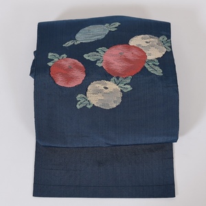 名古屋帯　手織り　紬　花　藍　赤　グリーン　ベージュ　ブルー　/B170