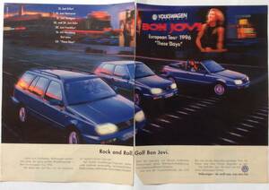 VW GOLF/フォルクスワーゲン ゴルフ BON JOVI,Pink Floyd,Rolling Stones ドイツ雑誌広告スクラップ