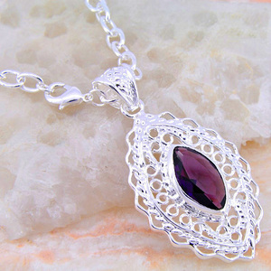  amethyst ... pattern original silver pendant U-I