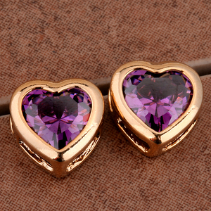 14 gold pink gold Phil do Heart amethyst earrings JB *