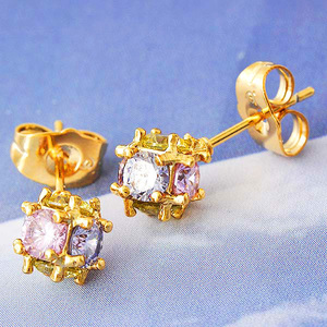 14 gold yellow gold Phil docz color diamond earrings LB
