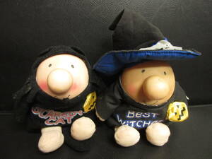 《玩具》ドール 「Ziggy：ジギー Message Doll 2005年：2個セット ハロウィン」 高さ：約17.5cm 魔女と黒猫 キャラクター ぬいぐるみ 人形