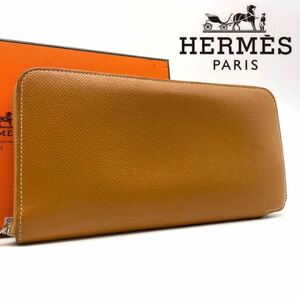 【極美品】一スタHERMES エルメス ラウンドファスナー長財布 アザップ ロング シルクイン ヴォーエプソン メンズ レディース 正規品