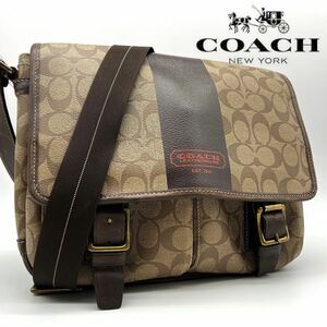 ★一ス★ COACH コーチ ヘリテージ ストライプ イースト ウエスト クロスボディ ショルダーバッグ メッセンジャー 斜め掛け F70077 