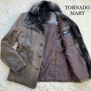 1円〜TORNADO MART トルネードマート L ブルゾン　ジャケット　フェイクファー（取外し可）レザー風 ヴィンテージ風　2way 