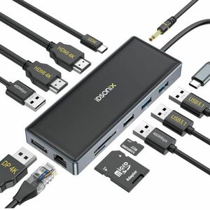 USB C ドッキング ステーション、iDsonix 12 in 1 トリプル