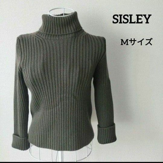 【送料無料】SISLEY イタリア製 タートルネック ニット セーター Mサイズ