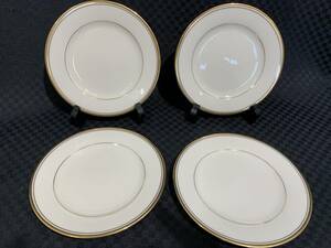 ■1円 Noritake ノリタケ Ivory China アイボリーチャイナ 7552 LINTON 中皿 プレート4枚セット 金彩 直径16cm 金彩に剥げあり 