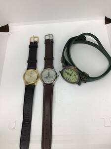 【ジャンク腕時計3本セット】CITIZEN polo 不動品　革ベルト　ジャンク　10 sh