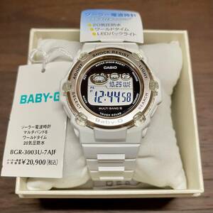 極美品 国内正規品 タグ付 CASIO カシオ Baby-G 電波ソーラー スーパーイルミネーター LEDライト BGR-3003U-7AJF レディース ホワイト