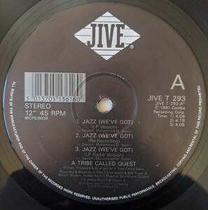 A Tribe Called Quest Jazz (We've Got）/英国盤Jive JIVE T 293