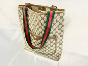 1円スタート☆【GUCCI】オールドグッチ シェリーライン トートバッグ GGキャンバス ヴィンテージ 質屋ユニオン的場店 中古BC品