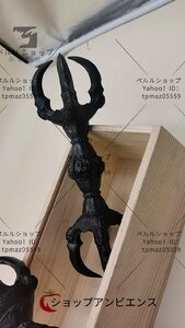 高品質★「密教法具 寺院用仏具」鬼面型 金剛五鈷杵 青銅製磨き仕上げ 23cm