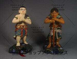 特売！不動明王二童子像 貴重品 クスノキ 精密細工 木雕 仏教美術 仏師で仕上げ品