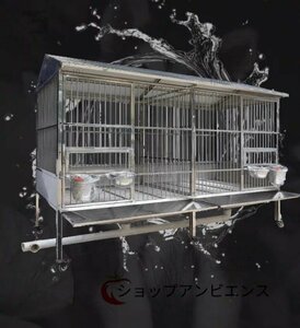 強力推薦★ステンレススチール製 犬用 ケージ 屋外防雨 断熱 トイレ トレイ ユニバーサルホイール 中型犬用 耐荷重500kg 110*75*158cm