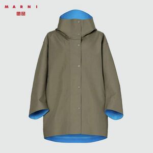 【未使用・タグ付き】UNIQLO MARNI ユニクロ　マルニ　ブロックテックハーフコート＋　オリーブ　Lサイズ