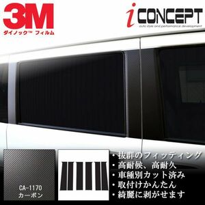 iConcept ピラー保護シール 3M ダイノックシート カーボン調 ブラックカーボン ピラーステッカー エブリィ DA17W DA17V ICC-141-S01-BC