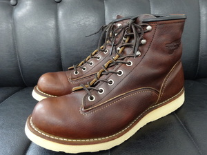 美品 08年製 RED WING レッドウィング 2906 LINEMAN BOOTS ラインマン US8D 26cm ワークブーツ レザー ブラウン 茶 