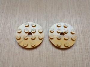 中古品　レゴ　ラウンドプレート　パールゴールド　2個　パーツ　色々　部品取り用　LEGO