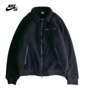 【新品】ナイキ SB シェルパ フリース スケートボード ジャケット【010：黒】XL ボア NIKE SB フルジップ アウター 厚手 ラグラン