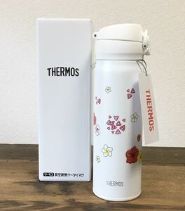 未使用 THERMOS ◆ 希少 沖縄店限定 真空断熱ケータイマグ 0.5L 白 (定価3850円) 水筒 *ハイビスカス柄 サーモス ◆ G1017 SP2お9-05