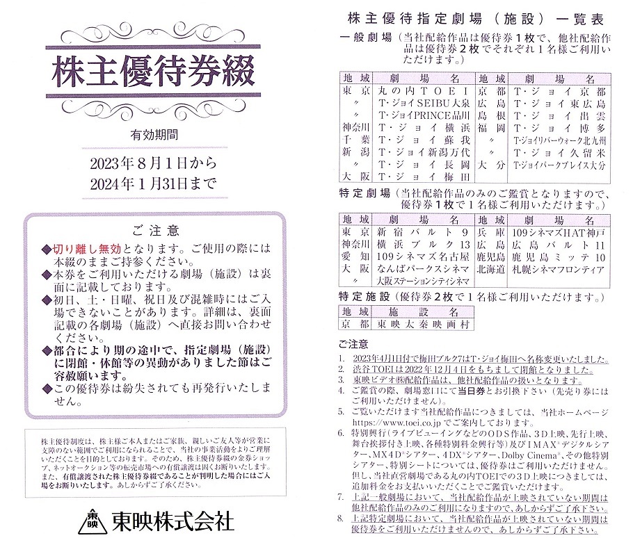 2023年最新】ヤフオク! -東映 株主優待券の中古品・新品・未使用品一覧