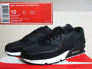 NIKE AIR MAX 90 ESSENTIAL BLACK / BLACK - WHITE Leather Suede / ナイキ エア マックス 90 エッセンシャル ブラック ホワイト US10 28cm