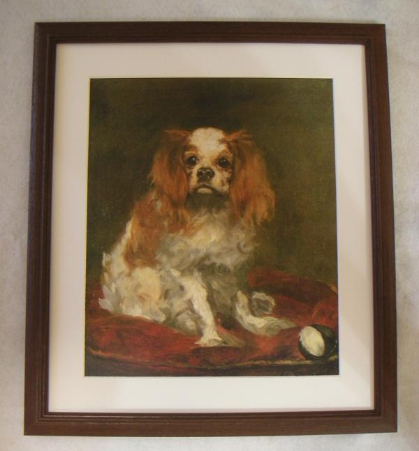 ●Mane K.C. Spaniel CG reproduction with wooden frame - Buy it now●, Painting, Oil painting, Animal paintings