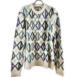 Dior ( Dior ) Wool Cashmere Blend CD All Over Pattern Argyle Knit Sweater 20AW (white)