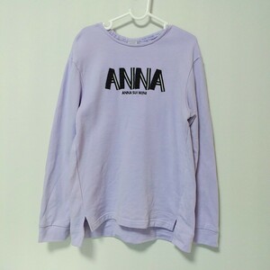 [ beautiful goods ]ANNA SUI mini( Anna Sui Mini ) Logo reverse side wool ribbon sweatshirt 140