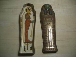 【収納】古代エジプトの棺をモチーフにした缶ケース●ペンケース？●アヌビス神？●骨董蚤の市品