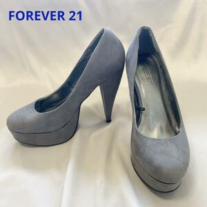 Forever 21 high heel pin heel gray inside side silver 24cm