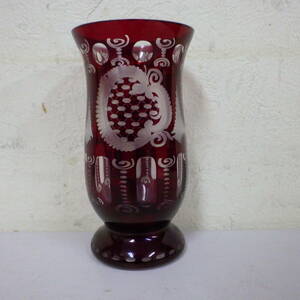 ボヘミアガラス ボヘミアングラス 花瓶/花入れ 切子 BOHEMIA GLAN サイズ：高さ約15.0cm直径8.0cm程度