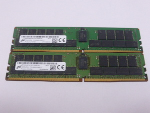 メモリ サーバーパソコン用 Micron DDR4-2666V(PC4-21300V) ECC Registered 32GBx2枚合計64GB起動確認済です MTA36ASF4G72PZ-2G6D1QI②