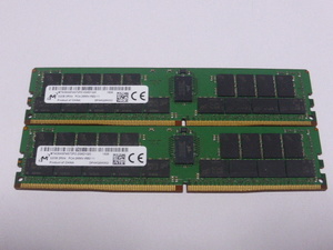 メモリ サーバーパソコン用 Micron DDR4-2666V(PC4-21300V) ECC Registered 32GBx2枚合計64GB起動確認済です MTA36ASF4G72PZ-2G6D1QG②