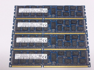 メモリ サーバーパソコン用 低電圧 1.35V SK hynix PC3L-12800R(DDR3L-1600R) ECC Registered 16GBx4枚 合計64GB 起動確認済みです