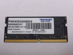 メモリ ノートパソコン用 1.20V PATRIOT DDR4-3200 PC4-25600 32GB 起動確認済みです 