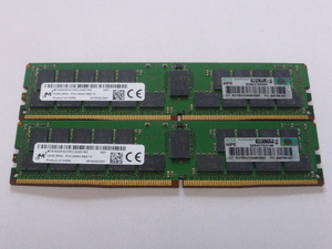 メモリ サーバーパソコン用 1.20V Micron DDR4-2666V(PC4-21300V) ECC Registered 32GBx2枚合計64GB起動確認済です MTA36ASF4G72PZ-2G6E1RG