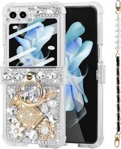 Samsung Galaxy Z Flip 5用ケース かわいいケース クリスタル ダイヤモンド キラキラ光る スマホケース スクリーン プロテクター付き D36_画像1
