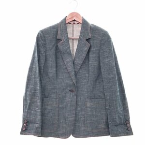 ★激レア DAKS LONDON ダックス ロンドン 長袖 デニムジャケット サイズ40 レディース ブルー チェック ストレッチ 11-312431 2BA/89599