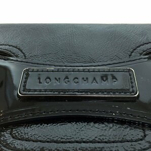 ◆激レア LONGCHAMP ロンシャン エナメル レザー クラッチバッグ レディース ブラック 鞄 カバン 本革 定番 ポーチ 小物入れ 4BC/89675の画像6