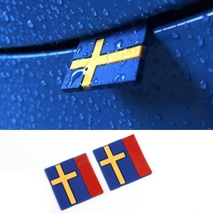 CHQ853#2枚セット 3D ステッカー スウェーデン 旗 装飾 エンブレム ドアステッカー ボルボ XC40 XC60 XC90