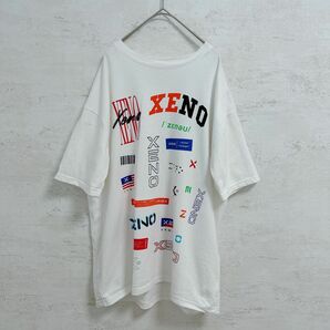 XENO ビックTシャツ ロゴ プリント オーバーサイズ ホワイト M 半袖Tシャツ ロゴTシャツ