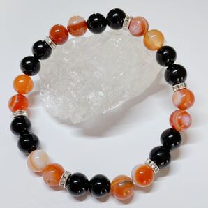 17㎝★天然石 ブレスレット★オニキス★メノウ★パワーストーン★ブレス★送料無料