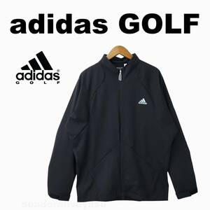 ■【XXL】定価15,000円 アディダス GOLF WIND.RDY 防風 撥水 フルジップウインドジャケット黒■